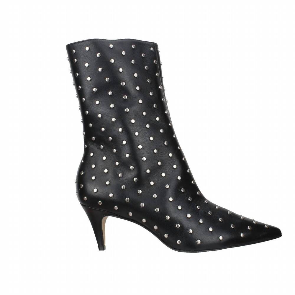 NEW CARRANO women's aurora leather studded mid-calf boot in black